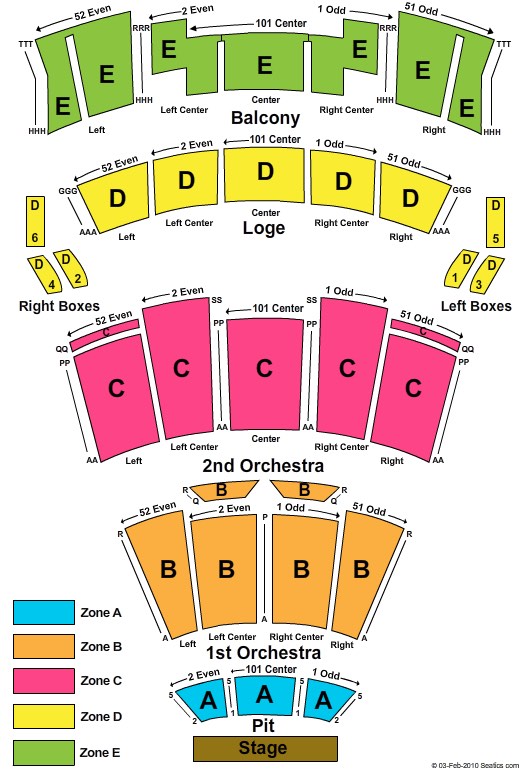 Moran Theatre seating chart