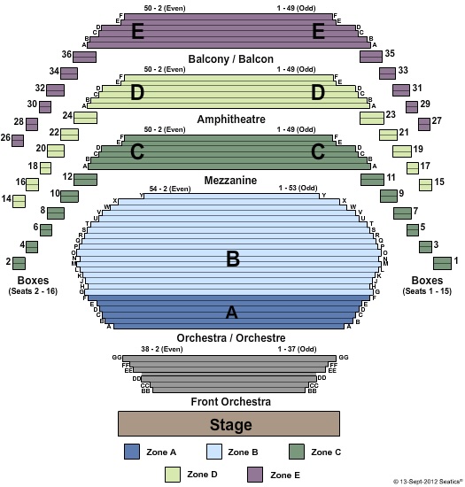 National Arts Centre Seating Chart