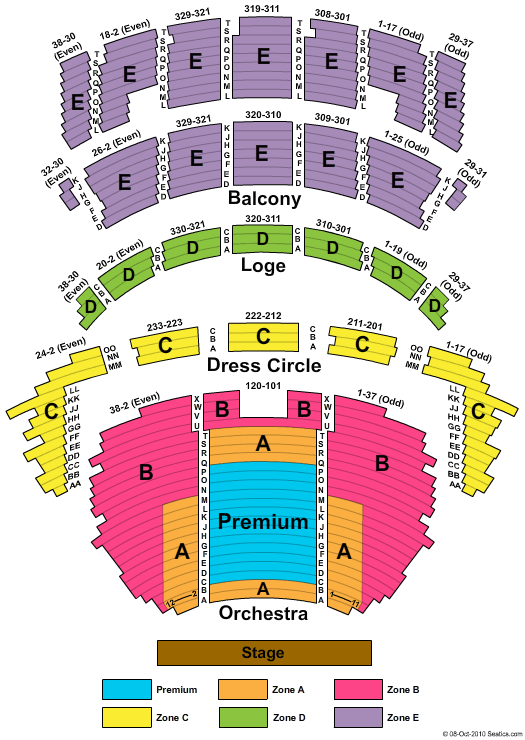 cadillac palace theatre seating chart