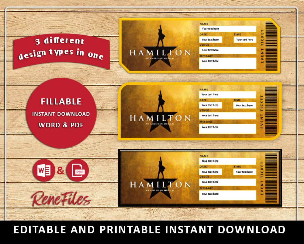 design hamilton printable tickets