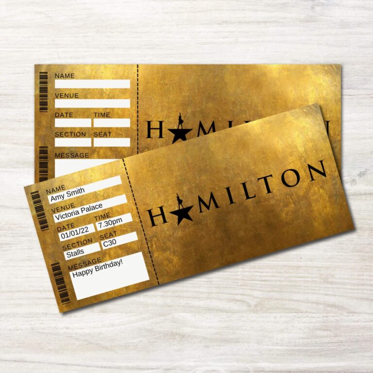 Hamilton printable tickets