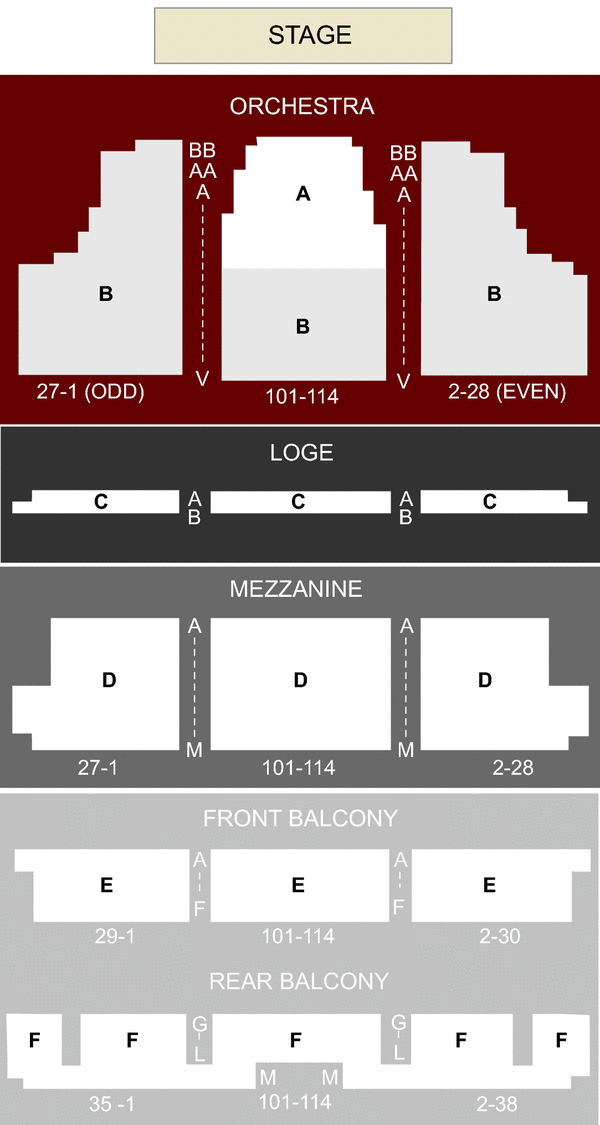 curran theatre seating chart